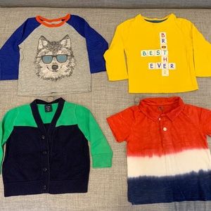 Lot of 4 Toddler Boys Tees Tops Sweater 12-18M Best Brother GAP Old Navy